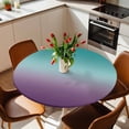 thumbnail image 2 of Green and Purple Ombre Elastic Fitted Round Table Cover Gradient Gradual Color Waterproof Outdoor Tablecloth for Holiday Party, Picnic, Patio & Dining Fits Tables Up to 45"-54", 2 of 8