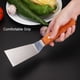 thumbnail image 4 of Espátula de acero inoxidable, espátula de metal, espátula giratoria para sartén de hierro fundido, espátula para parrilla de barbacoa con mango de madera, pala de ángulo medio, 4 of 4