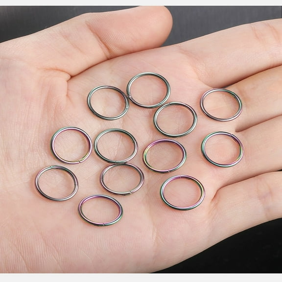 316L Surgical Stainless Steel Hoop Cartilage Earrings Nose Rings for Men Piercing Body Jewelry Rainbow Color 1.6mm Inner Diameter: 12mm