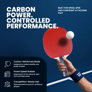 GEWO CS Energy Carbon Pre-Assembled Table Tennis Racket, ITTF Approved Ping Pong Paddle, Carbon Blade, 1.8 mm Sponge, Flared Handle