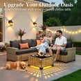 thumbnail image 5 of Ovios 6-Piece Outdoor Patio Furniture Set with Solar-Powered Lighted Coffee Table, All-Weather Wicker L-Shaped Sectional Sofa, Black, 5 of 12