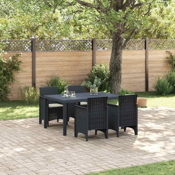 vidaXL Garden Dining Set 5 pcs Anthracite Polt rattan