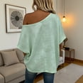 thumbnail image 3 of Puyaiuu Women Casual Off Shoulder Tops, Short Sleeve Asymmetrical Blouses with Solid Color, Lightweight Linen Feel Shirts for Summer Spring, Daily Work Party Vacation Outfits Gift, 3 of 7