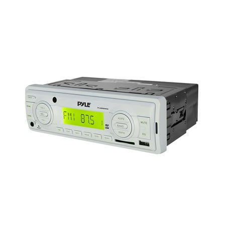 Pyle PLMR89WW Marine Flash Audio Player - 160 W RMS - Single DIN - LCD Display - MP3 - AM, FM - 18, 12 x FM, AM Preset - SD, MultiMediaCard (MMC) - USB - Auxiliary Input - Detachable Front Panel