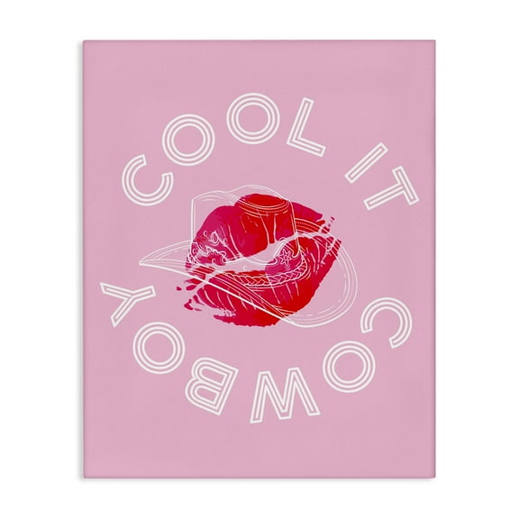 Stupell Industries Cool It Cowboy with Kiss Quotes and Sayings Painting Wrapped Canvas Canvas Art Print Wall Art, 16 x 20