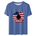 thumbnail image 4 of WREESH Trendy 4th of July Shirts for Women Sunflower Print T-Shirt Crew Neck Short Sleeve Summer Collection Blue, 4 of 4