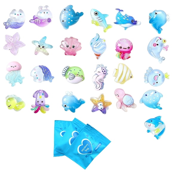 30pcs Ocean Animal Blind Bag Mini Figurines for Miniature Scene Decoration Small Resin Sea Creature Ornaments Assorted Set