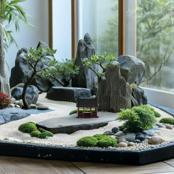 HEANUJJ Miniature Chinese House Figurine Plastic Micro Landscape Ornament 1Pack for Home Decoration