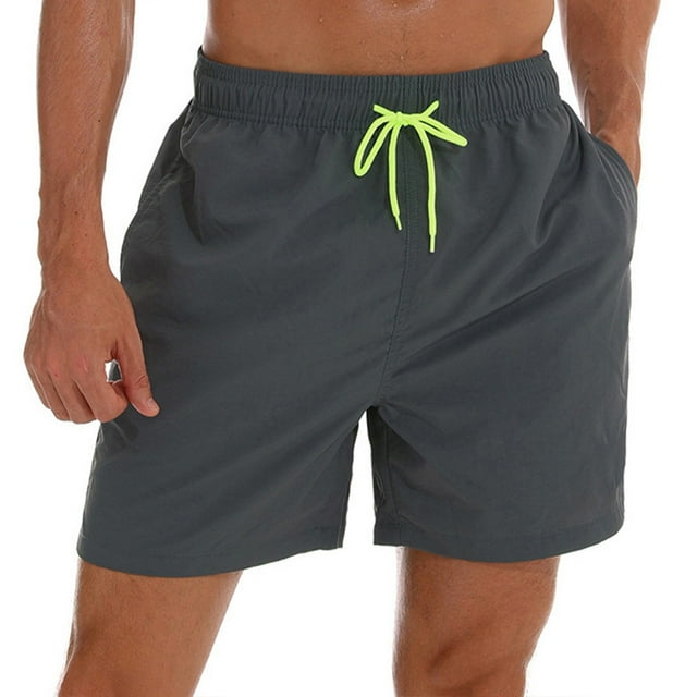 pitrice Men Beach Shorts Quick Dry Running Trousers Sports Bodybuilding Training Pants Solid Color Lace Up Sweatpants Gray 3XL
