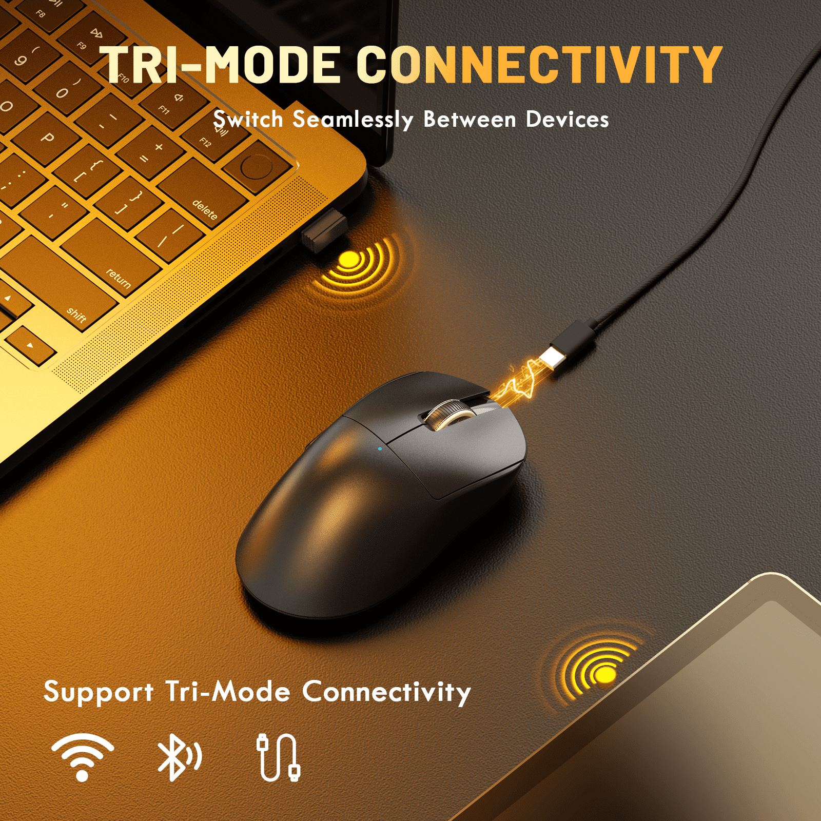 Magic-Refiner X2 Wireless Gaming Mouse, Tri-Mode 2.4G/USB-C Wired/Bluetooth, PAW3311 Sensor, 25000 DPI, 1000Hz Polling Rate, 69g Ergonomic Design, PC/Mac Compatible, Black