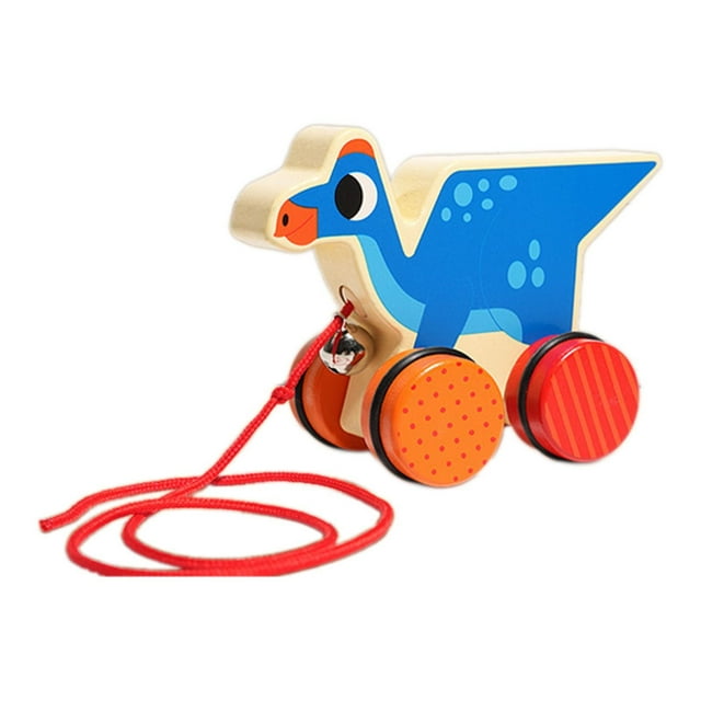 Juguete de madera con forma de animal para empujar y tirar, juguete para caminar y actividades de desarrollo temprano. Pterosaurio