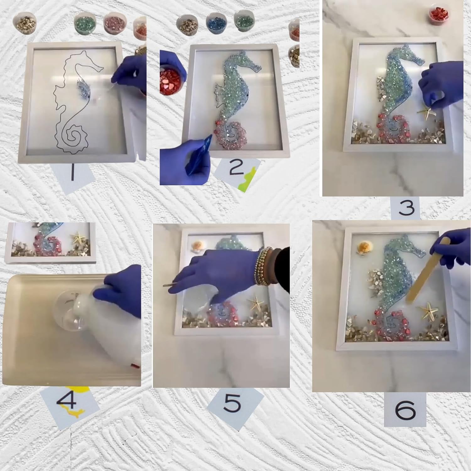 2026 New Sea Glass Art Kits, Sea Glasss Resin Art Kits for Adults, DIY Mosaic Glass Kits, Mosaic Kits for Adults Resin Beach Art Kit for Home Decoration, Bookshelf, Office, Windowsill