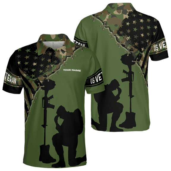 Lotusprinthandmade Personalized Memorial Day Veteran Military Men Polo Shirt (Lightweight) S-5XL Multicolor (S)