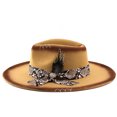 thumbnail image 5 of Big Wide Brim Boho Western Hat for Women and Men - Felt Rancher Fedora Panama Hat with 4 inches Flat Brim Cowboy Hat, 5 of 6