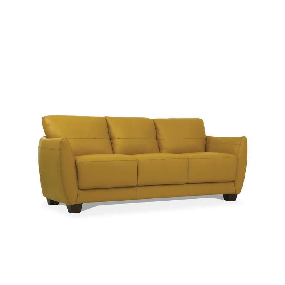 ACME Valeria Leather Sofa in Mustard - Walmart.com ACME Valeria Leather Sofa in Mustard - Walmart.com