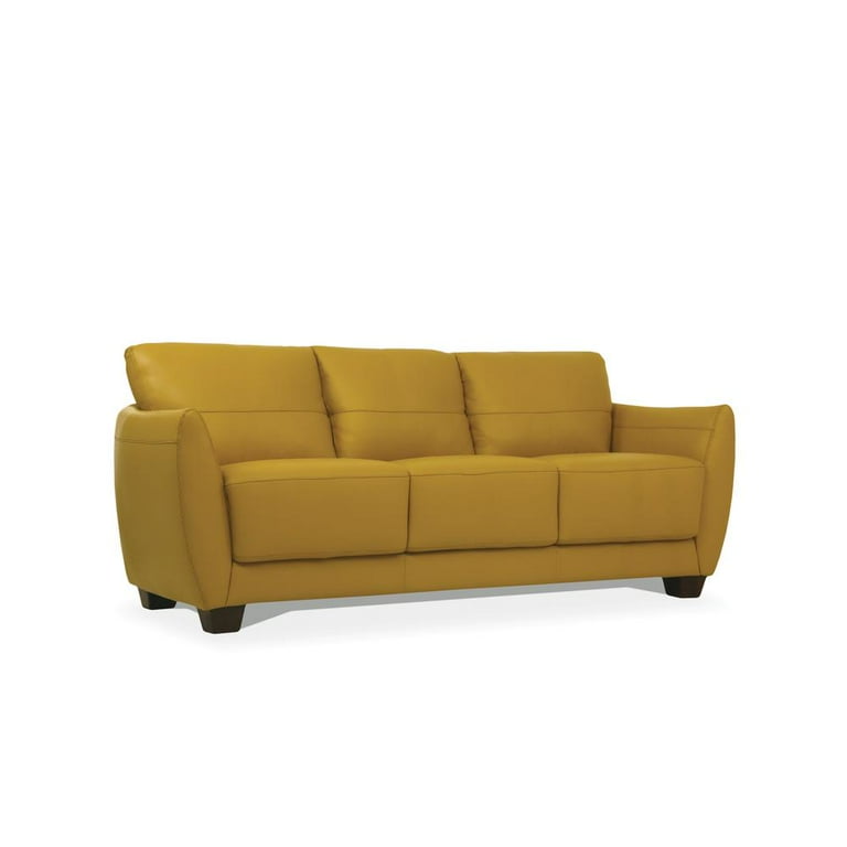 ACME Valeria Leather Sofa in Mustard - Walmart.com