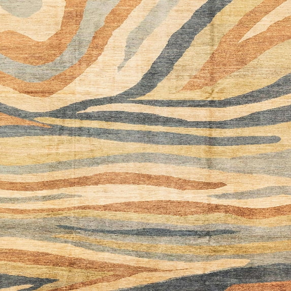 Ahgly Company Indoor Square Abstract Yellow Abstract Area Rugs, 5' Square