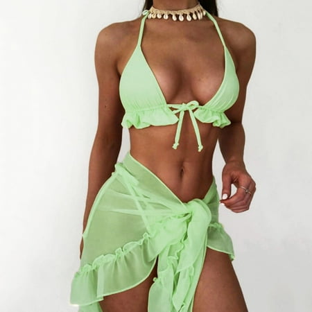 POROPL Swim Suits for Women Bikini Swim Beach Lace Swim Green Size S-L