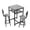 Gray+Black | Square Table Set, variant on GZXS Round Bar Height Table and Chairs Set, 3 Pieces Dining Set for Small Space, 2-Tier Pub Table and Bar Stools with Back, Brown+White