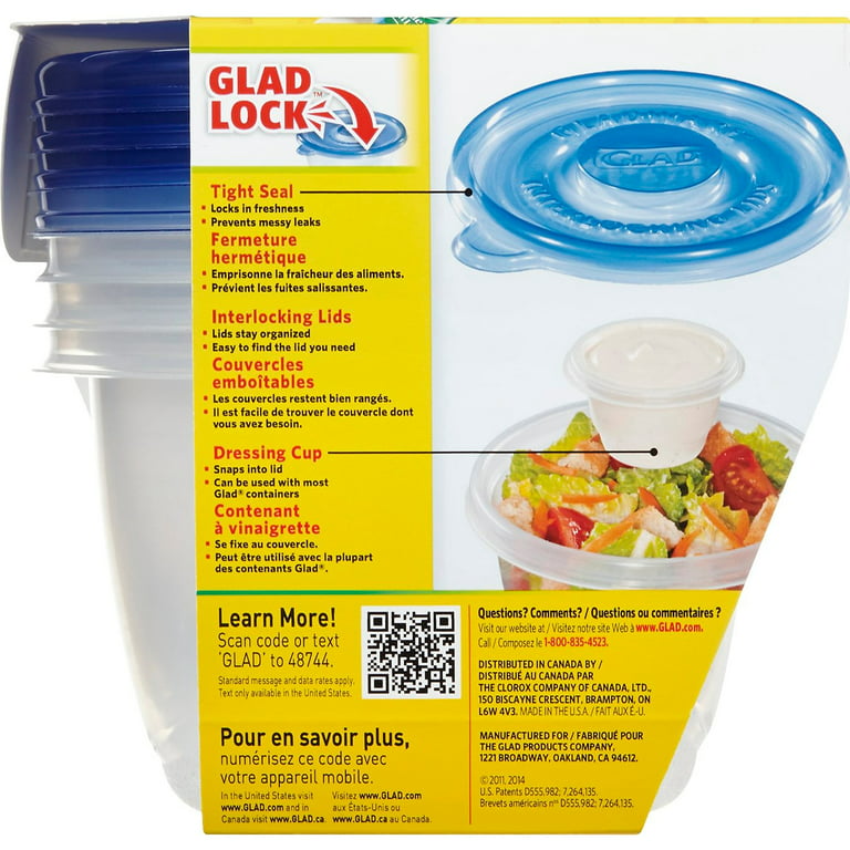 Glad Food Storage Containers - To Go Lunch Container - 32 Ounce - 4  Containers