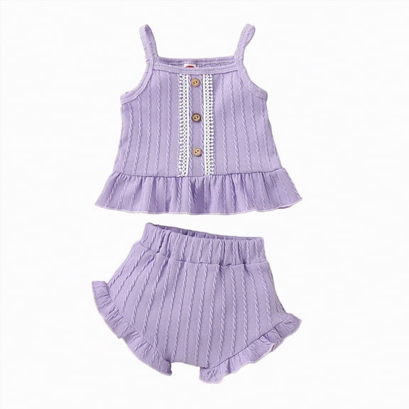 Xyant Toddler Baby Girl Summer Clothes Sleeveless Top and Diaper Cover Set Infant 2-Piece Tank Short Outfits Sets (Purple,0-6 Months )