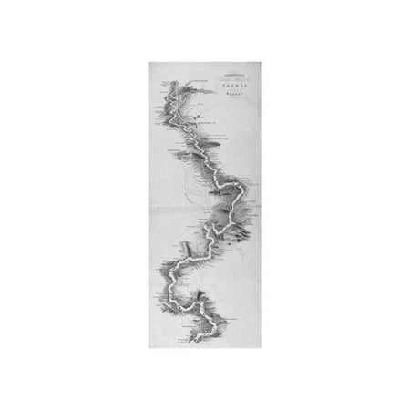 1850 Antique Map - Panoramic Map of the River Thames, 1850 Print Wall Art