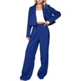 thumbnail image 1 of Conjunto de Dos Piezas para Mujer: Blazer Corto, Chaqueta y Pantalón de Trabajo de Cintura Alta y Pierna . Azul L, 1 of 10