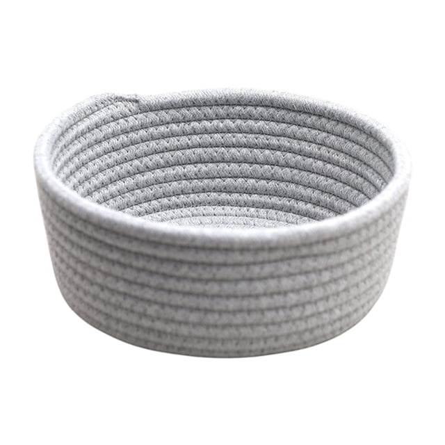 Cesta de almacenamiento tejida, cesta tejida de mesa, contenedor de diseño nórdico, decoración portátil, organizador de artículos diversos, caja de Gris claro