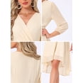 thumbnail image 5 of DARING DIVA Chiffon V-Neck Midi Cocktail Dress L Beige, 5 of 6