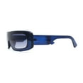 thumbnail image 3 of Retro Shield Narrow Rectangle Flat Top Plastic Sunglasses Blue - Smoke, 3 of 4