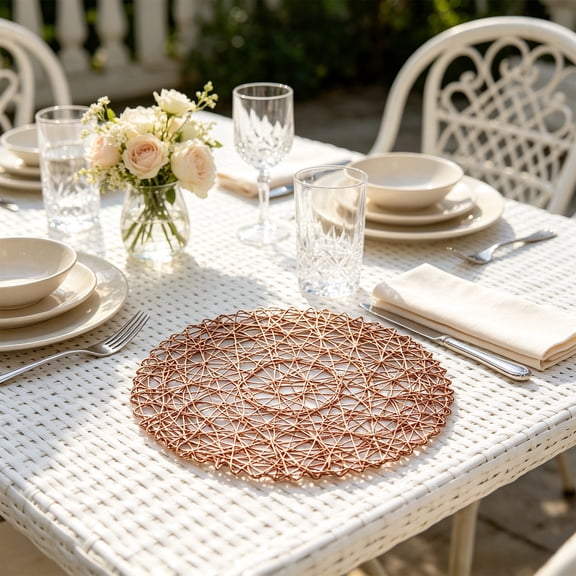 15" Round Woven Placemats, Plate Chargers for Dining Table | Wicker Chargers for Dinner Plates, Boho Farmhouse Rustic Table Mats for Dining Table Decor