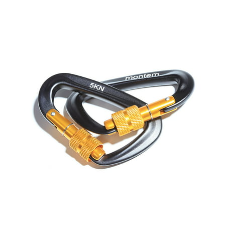 Montem The Best Ultra Sturdy Locking Carabiners x2/5KN/1100 lbs of force/Perfect for Hammocks/All Camping Hammocks - Made from Light, Strong & Powerful Aircraft Grade Metal