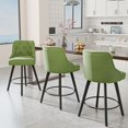 thumbnail image 6 of VINGLI 26" H Swivel Barstools Set of 2, Linen Fabric Upholstered Counter Stool with Back, Kitchen High Chairs Counter Height Bar Stools with Cushion, Solid Wood Legs, Beige, 6 of 14
