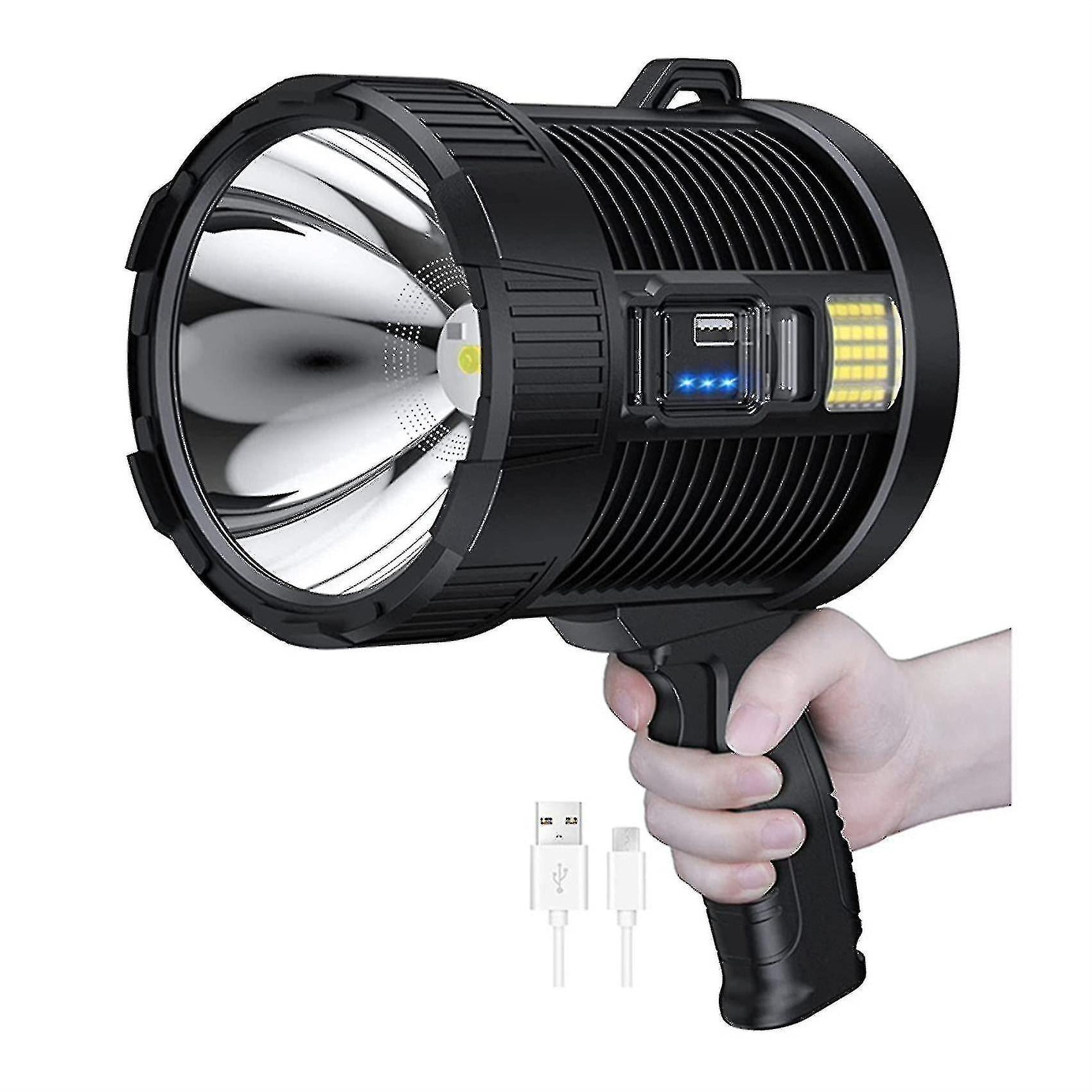 Rechargeable Spotlight,100000 Lumens Led Spot Lights Handheld Flashlight Super Outdoor Solar Spotli (best)