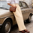 thumbnail image 5 of ClodeEU Women's High Waisted Draped Straight Wide Leg Dress Pants with Pockets ,Solid Color Casual Office Trousers Beige,Women's Plus L, 5 of 9