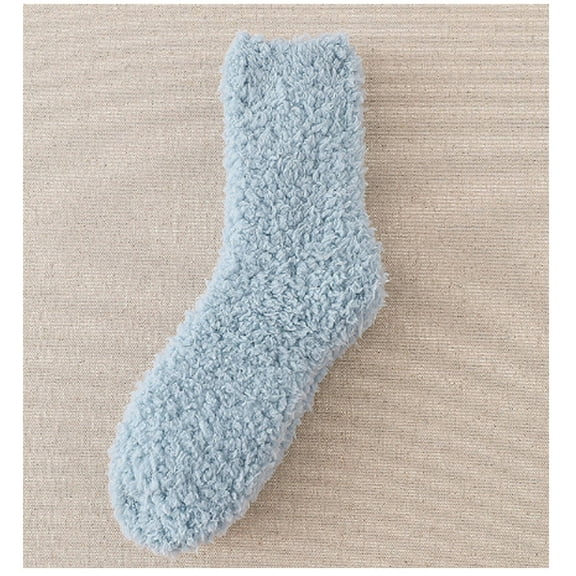 TELOLY Fuzzy Socks for Women,Cozy Socks,Slipper Socks,Womens Crew Socks,Blue