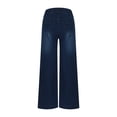thumbnail image 5 of Wyobmus Women's Wide Leg Jeans Casual High Waisted Drawstring Stretch Baggy Loose Denim Pants Blue, 5 of 9