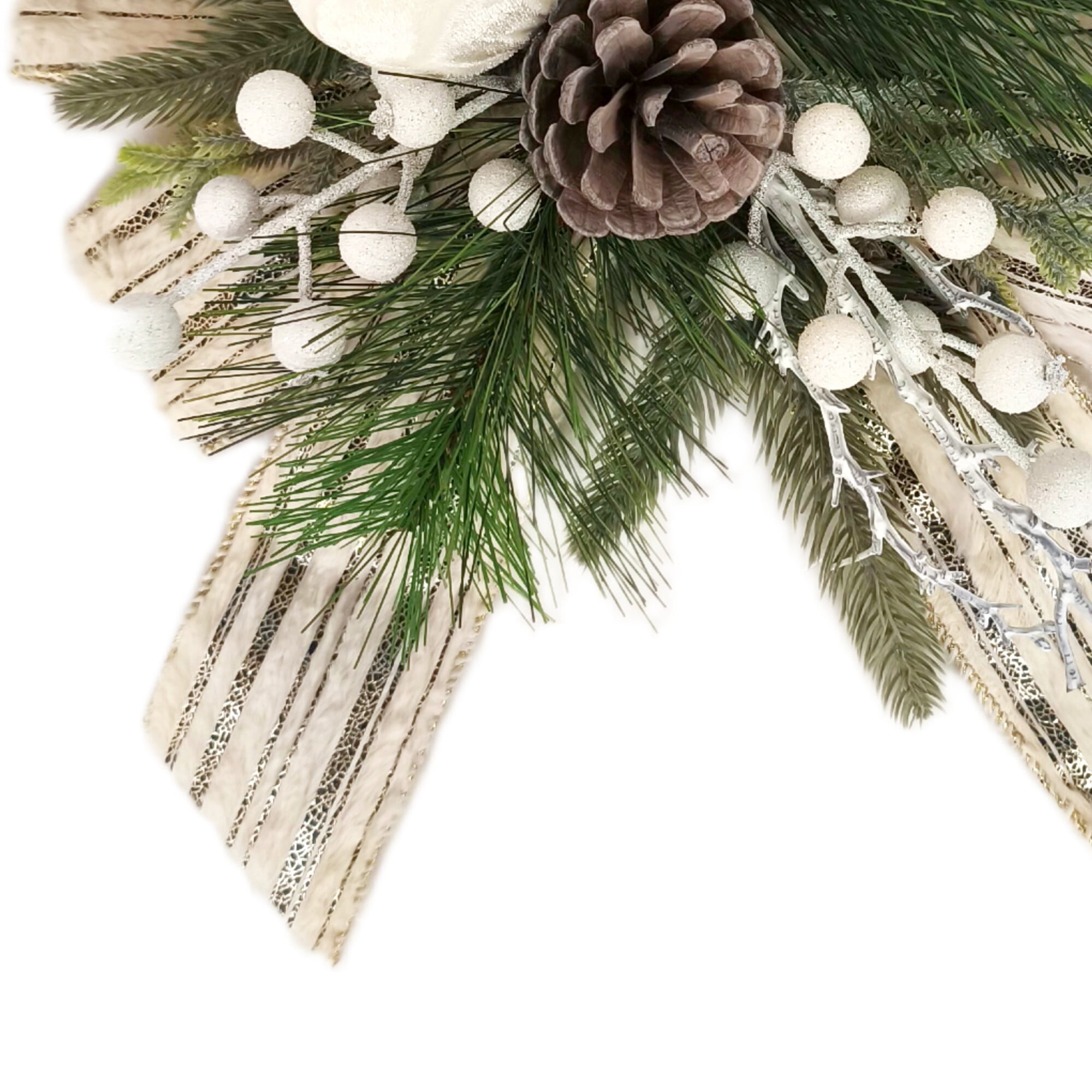 Décoration florale de Noël avec baies blanches et nœud, hauteur 13 Po,  Temps des Fêtes HOLIDAY TIME PL BOUCLE BLANCHE