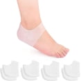 thumbnail image 1 of 4 pares de protectores de talón blancos, copas de silicona para dolores de talón, talones agrietados, espolones de talón, fascitis plantar, almohadillas de gel de ajuste unisex, 1 of 5