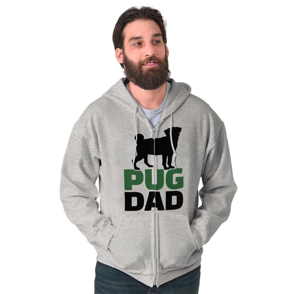 Pug Dad Cute Doggie Family Pet Owner Zip Hoodie Sweatshirt Men Brisco Brands S