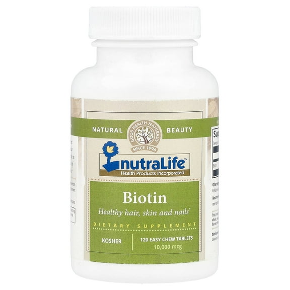 NutraLife Biotin, 10,000 mcg, 120 Easy Chew Tablets