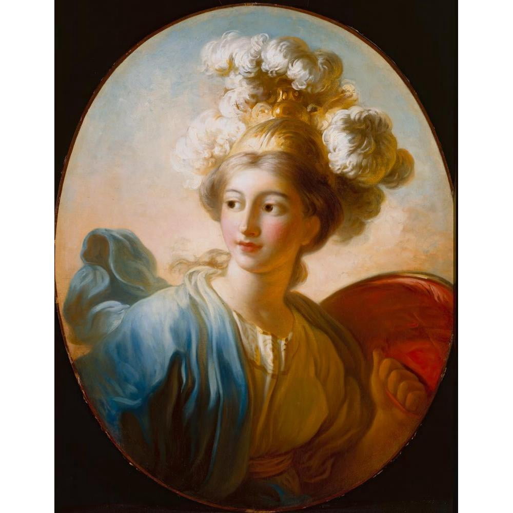 Jean-Honoré Fragonard 12x14 Black Modern Framed Museum Art Print Titled - The Goddess Minerva (ca. 1772)