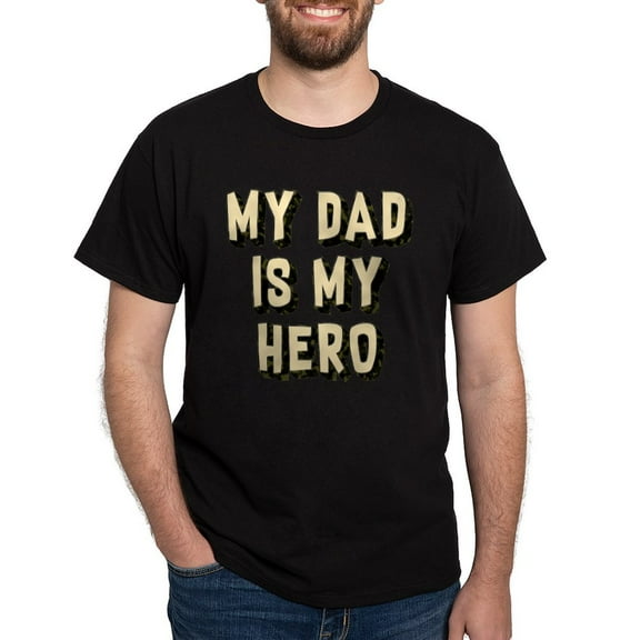 CafePress - My Dad Is My Hero Dark T Shirt - Men's Classic Graphic Cotton T-Shirt