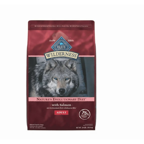 Blue Buffalo Wilderness Adult High-Protein Natural Salmon Recipe Dry Dog Food 24 lb