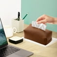 thumbnail image 6 of AuroraX Pu Leather Tissue Box Cover Decorative Brown Stylish Rectangle Tissue Box Holder Contemporary Cube Solid Napkin Dispenser for Living Room,Office Decor, 6 of 6