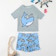 thumbnail image 2 of Boys Swimsuit 2 Piece Swim Set, Short Sleeve Rashguard Shirt and Bathing Shorts Swimwear, 2 of 7