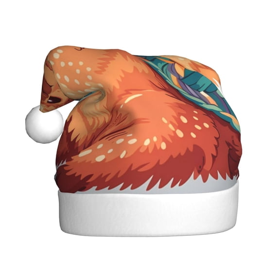 Fuzoiu Cozy Knitting Llama Print Santa Hat Christmas Hat for Adults,Santa Hats with Pompom, Unisex Xmas Holiday Hat for Christmas New Year Festive Party Supplies