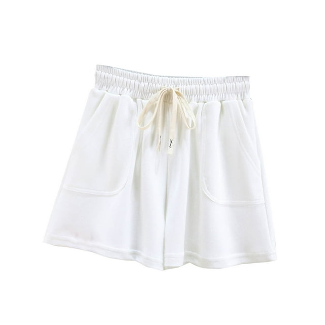 Puntoco Pantalones cortos de algodón para mujer Pantalones cortos deportivos informales de verano con bolsillos sólidos para el hogar para mujer
