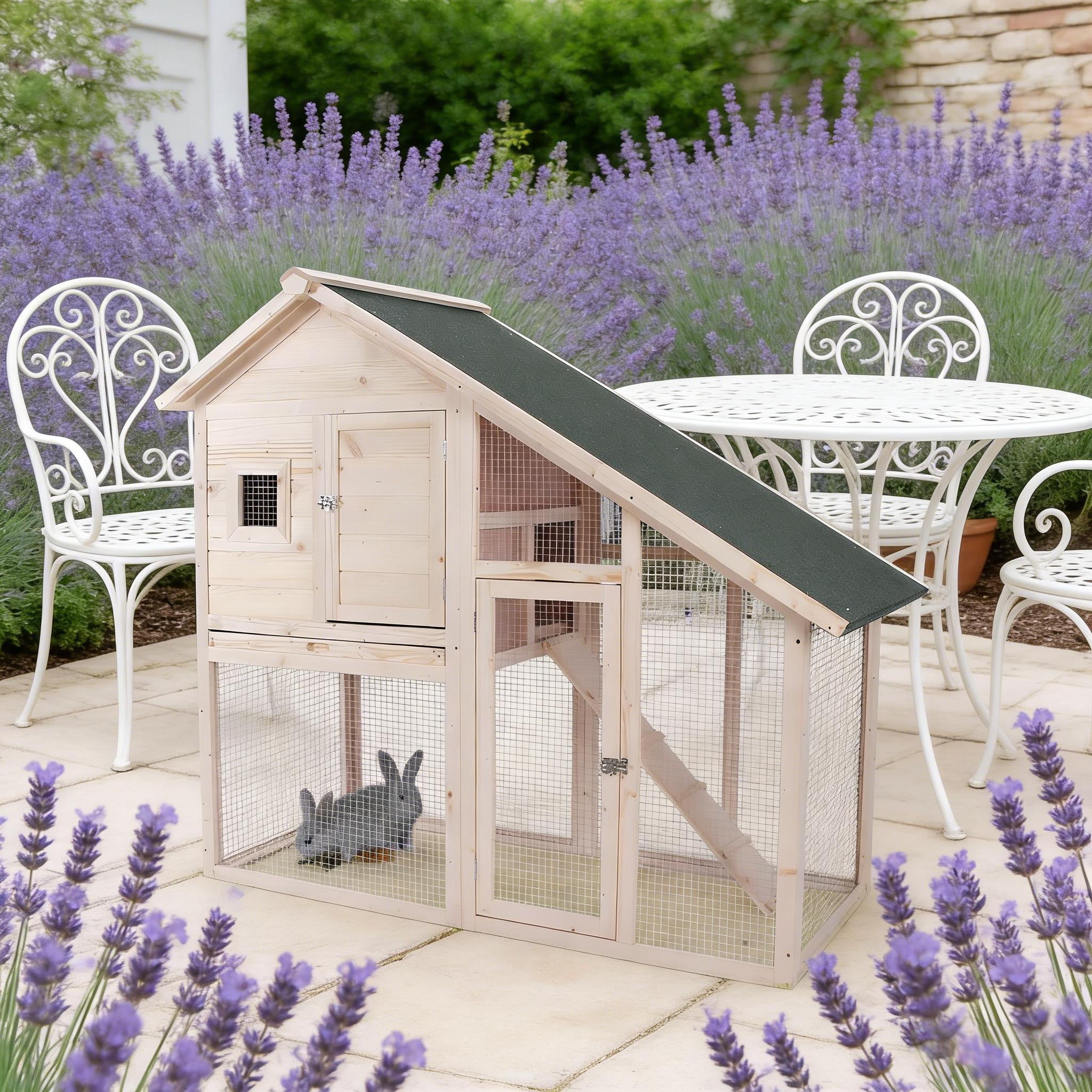 Bunny Cage, Weatherproof Rabbit Hutch Spacious Pet House