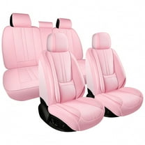 Car Seat Covers Full Set for Toyota Highlander 2007-2019,Breathable Nappa Leather Luxury Automotive Interior Accessories with Lumbar Support Pink